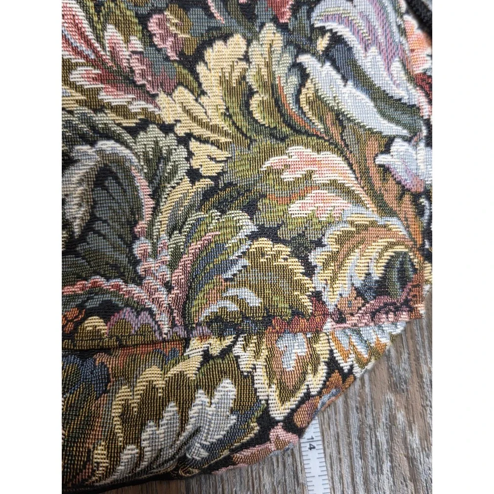 Vintage Floral Tapestry Drawstring Backpack Velvet Trim Boho Cottagecore Bag